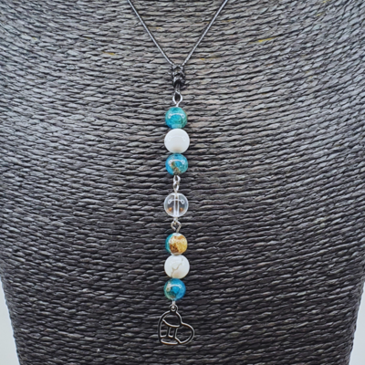 Collier Astro - Gémeau - Apatite, Howlite et Cristal de roche 8 mm