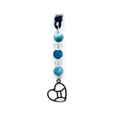 Collier Astro - Gémeau - Apatite mat &amp; Cristal de roche mat 8 mm
