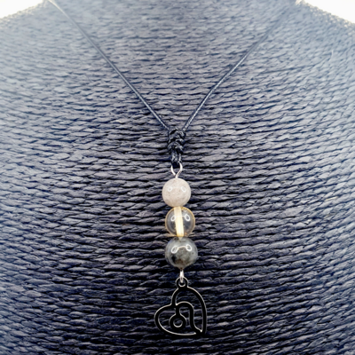 Collier Astro - Lion - Labradorite &amp; Citrine  8 mm
