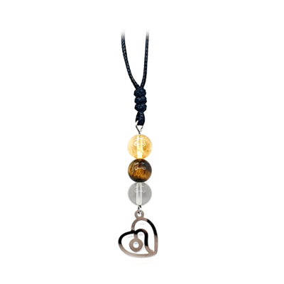 Collier Astro - Lion - Oeil de Tigre &amp; Citrine 6 mm