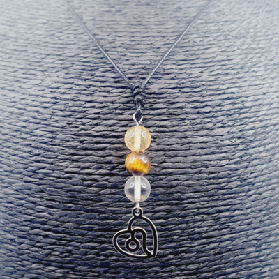 Collier Astro - Lion - Oeil de Tigre &amp; Citrine 6 mm
