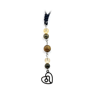 Collier Astro - Lion - Pyrite, Citrine 6 mm et Oeil de Tigre 8 mm