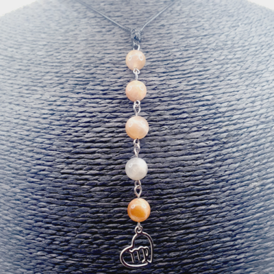 Collier Astro - Vierge - Pierre de Lune 8 mm