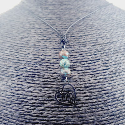Collier Astro - Vierge - Chrysocolle naturelle teintée mat 6 mm