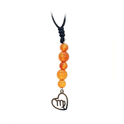 Collier Astro - Vierge - Cornaline 6 et 8 mm