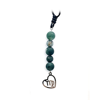 Collier Astro - Vierge - Agate mousse mat 6 et 8 mm
