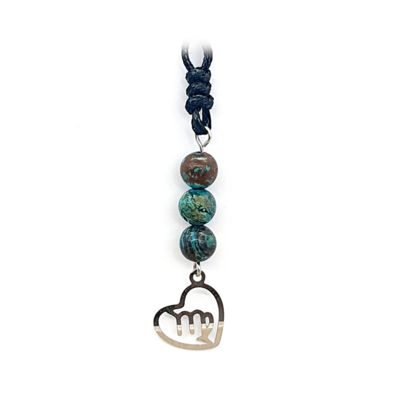 Collier Astro - Vierge - Chrysocolle naturelle teintée mat 6 mm