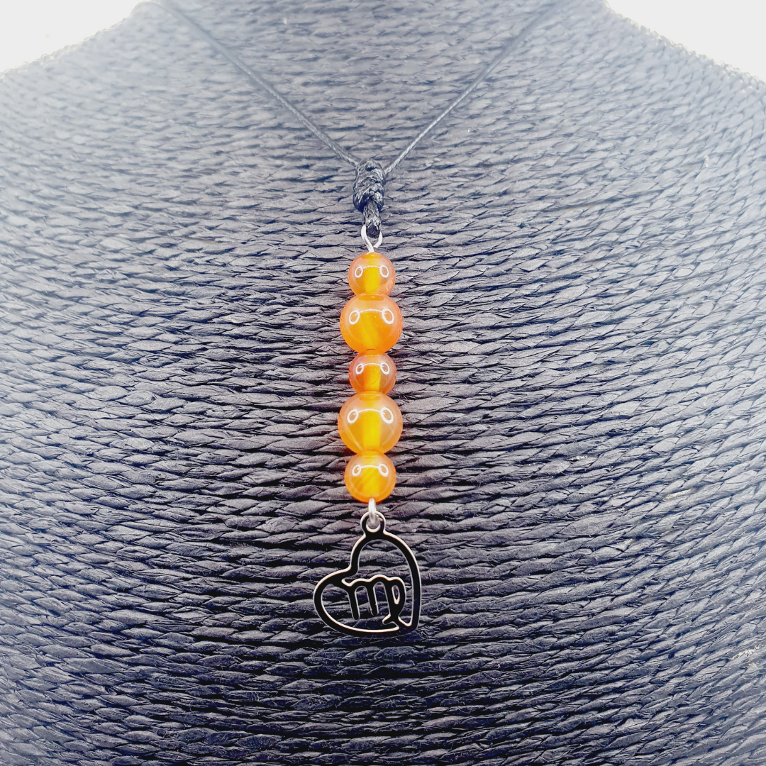 Collier Astro - Vierge - Cornaline 6 et 8 mm