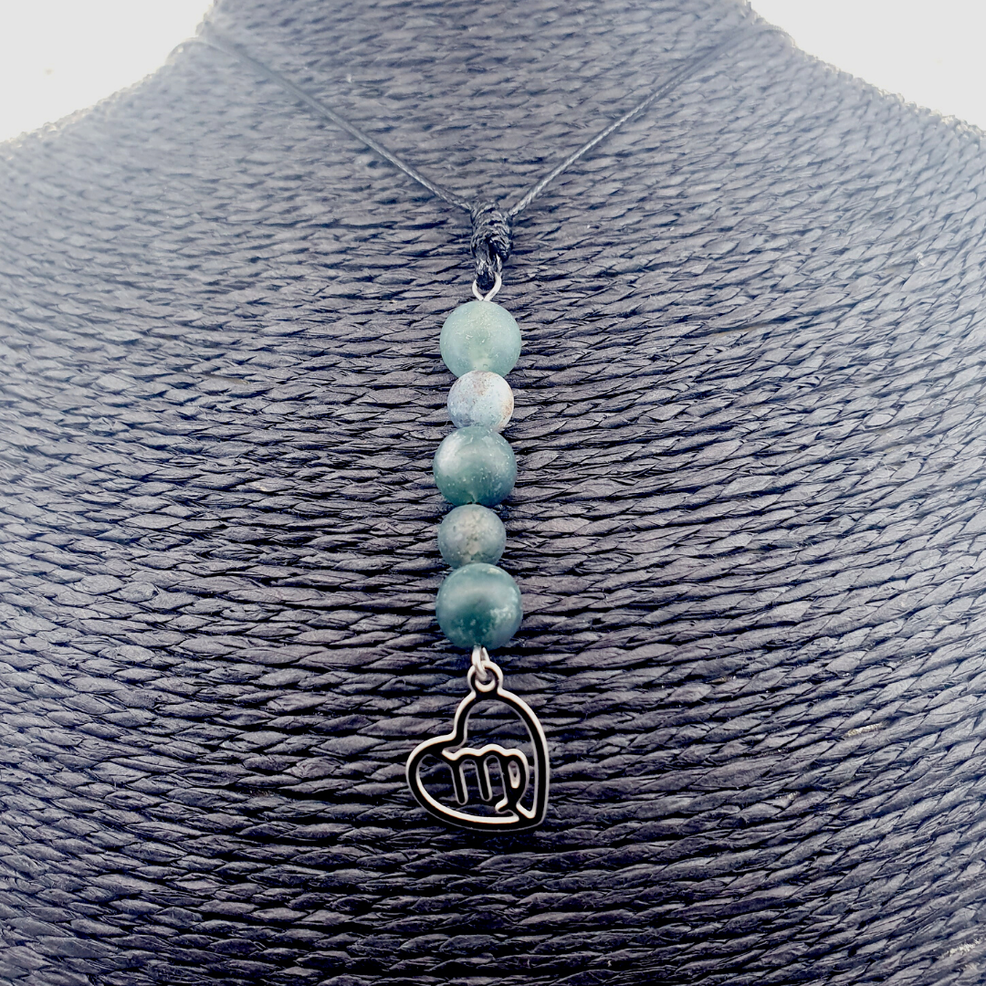 Collier Astro - Vierge - Agate mousse mat 6 et 8 mm