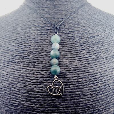 Collier Astro - Vierge - Agate mousse mat 6 et 8 mm