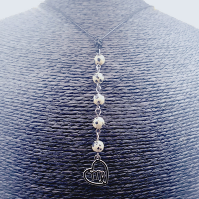 Collier Astro - Vierge - Jaspe Dalmatien 6 mm