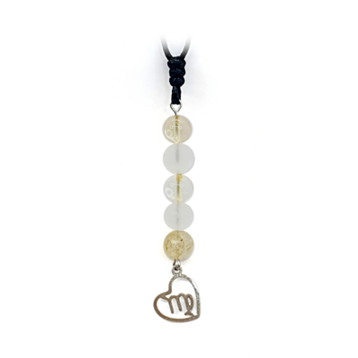 Collier Astro - Vierge - Citrine &amp; Cristal de roche mat 8 mm