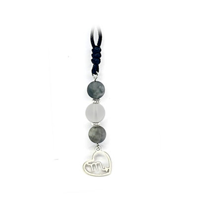 Collier Astro - Scorpion - Labradorite &amp; Cristal de roche mat 8 mm