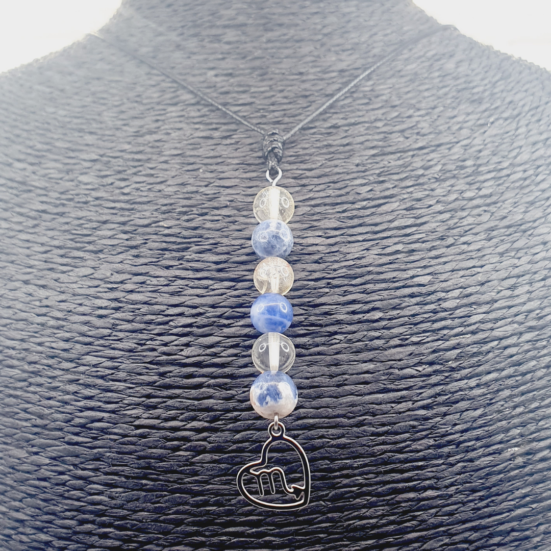 Collier Astro - Scorpion - Sodalite &amp; Citrine 8 mm