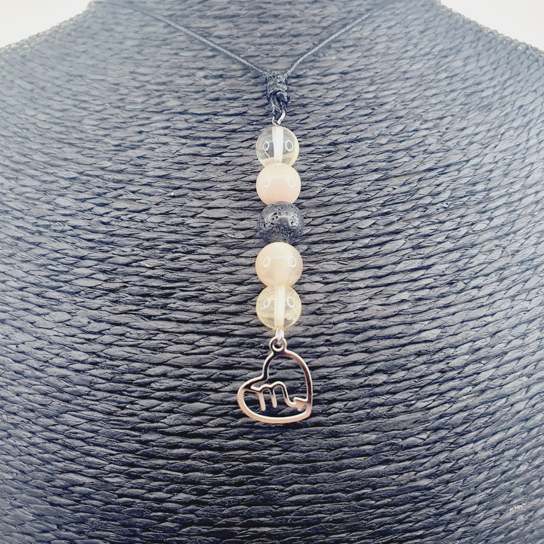 Collier Astro - Scorpion - Citrine, Pierre de Lune &amp; Pierre de Lave 8 mm