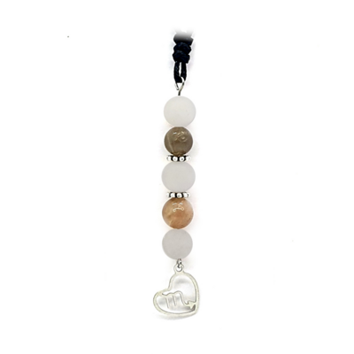 Collier Astro - Scorpion - Quartz rose mat & Pierre de Lune 8 mm