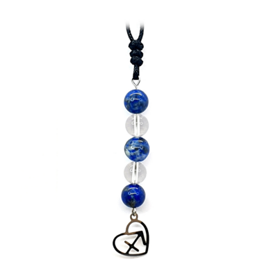 Collier Astro - Sagittaire - Lapis-Lazuli & Cristal de roche 8 mm