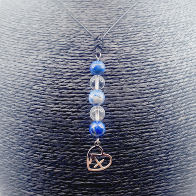 Collier Astro - Sagittaire - Lapis-Lazuli &amp; Cristal de roche 8 mm