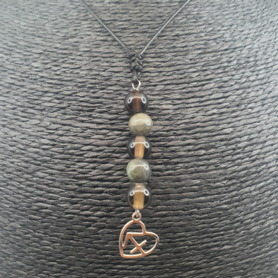 Collier Astro - Sagittaire - Quartz fumé &amp; Labradorite 8 mm