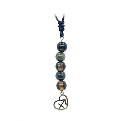 Collier Astro - Sagittaire - Quartz fumé &amp; Labradorite 8 mm