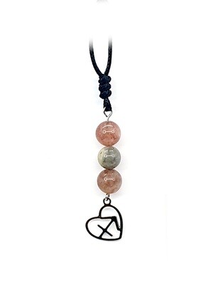 Collier Astro - Sagittaire - Labradorite et quartz hématoïde - 8 mm