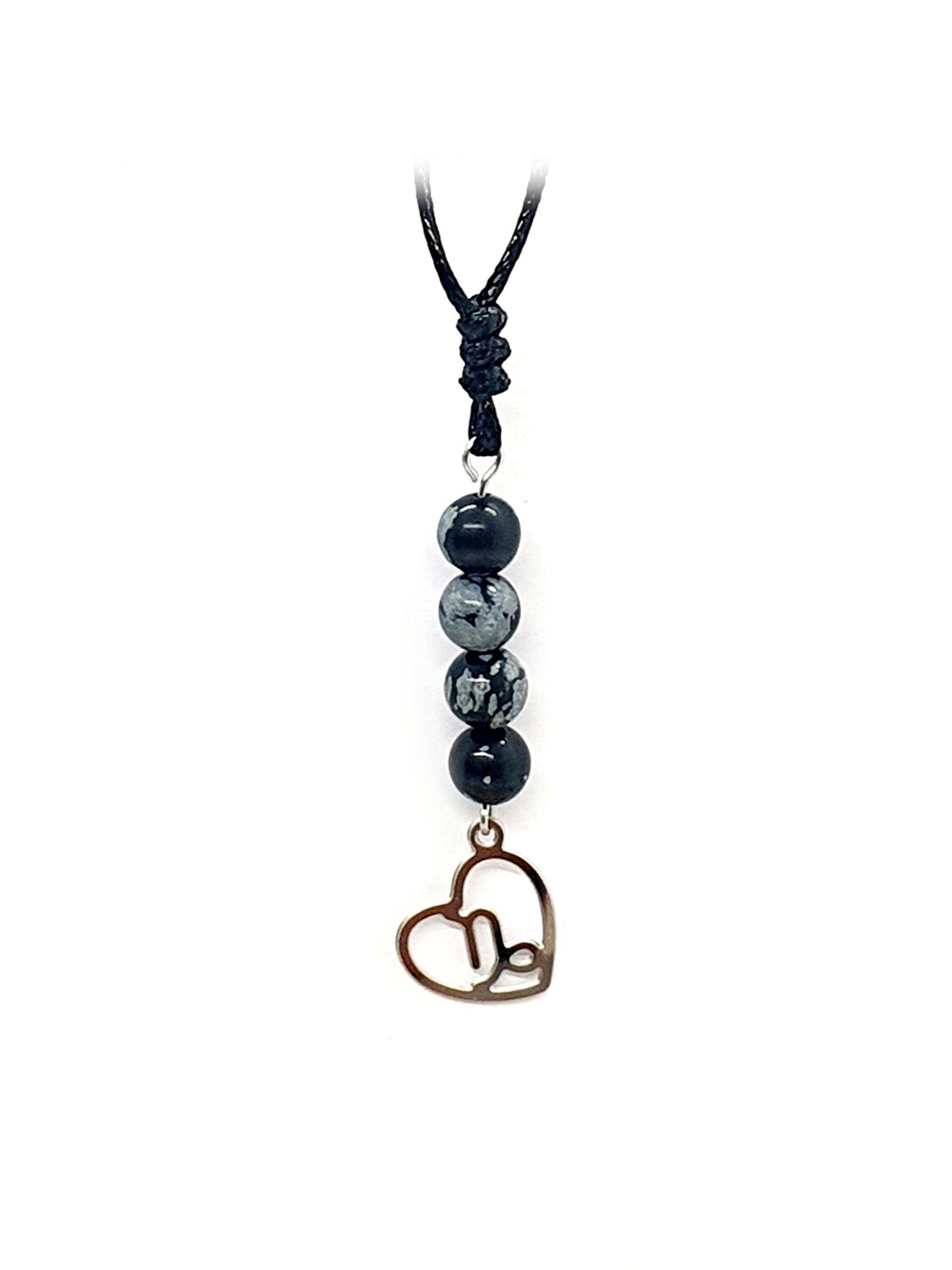 Collier Astro Capricorne - Obsidienne Flocon de Neige - 8 mm