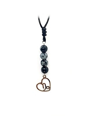 Collier Astro Capricorne - Obsidienne Flocon de Neige - 8 mm