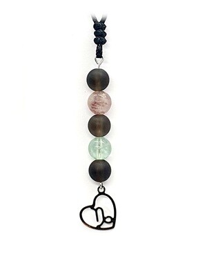 Collier Astro Capricorne - Quartz fumé mat et Fluorite - 8mm