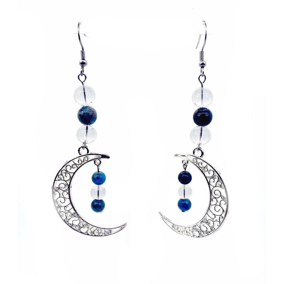Boucles d&#39;oreilles Apatite et cristal de roche