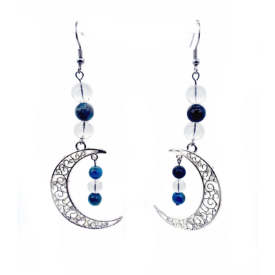 Boucles d&#39;oreilles Apatite et cristal de roche