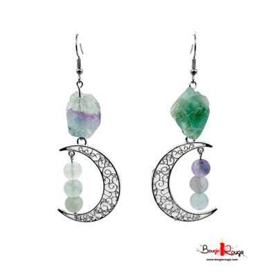 Boucles d'Oreilles - Fluorite - 6 mm et brute