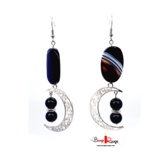 Boucles d&#39;oreilles Tourmaline 10mm et Sardonyx 19x30mm