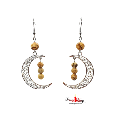 Boucles d'Oreilles - Jaspe paysage - 6 &amp; 8 mm