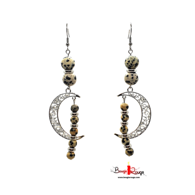 Boucles d'Oreille - Jaspe dalmatien - 6 &amp; 10,5 mm