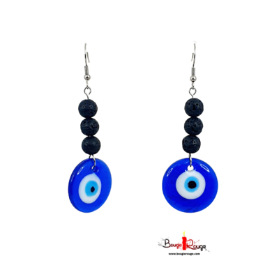 Boucles d'Oreilles - Pierre de Lave - 8 mm