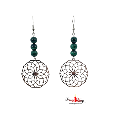 Boucles d'Oreilles - Malachite - 8 mm