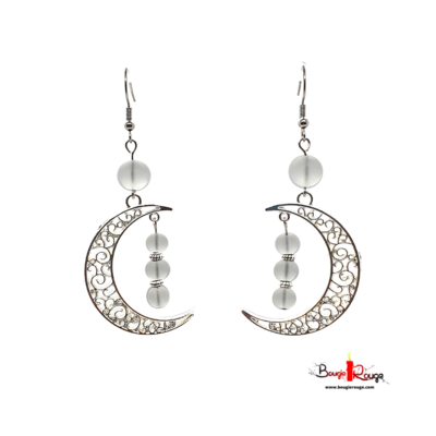 Boucles d'Oreilles - cristal de roche Mat - 6 et 8 mm