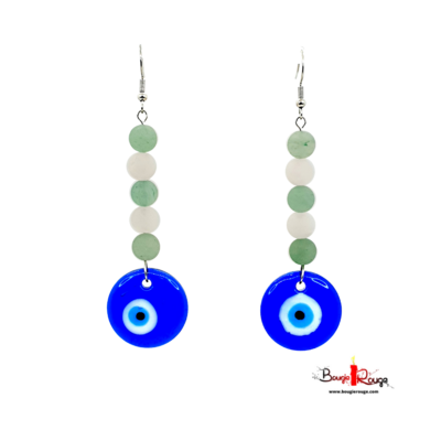 Boucles d'Oreilles - Aventurine mat et Quartz Rose mat - 8 mm
