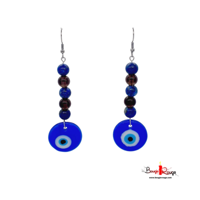 Boucles d'Oreilles - Lapis Lazuli et Quartz Fumé - 8 mm