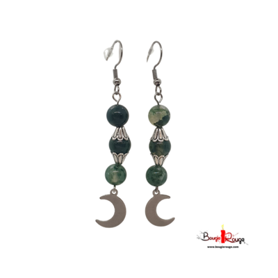 Boucles d'Oreilles - Agate Mousse 8 mm