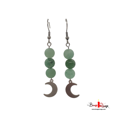 Boucles d'Oreilles - Aventurine brillante et mat - 8 mm