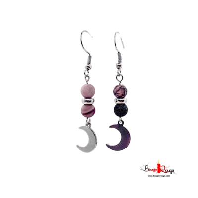 Boucles d'Oreilles - Rhodonite mat - 6 mm