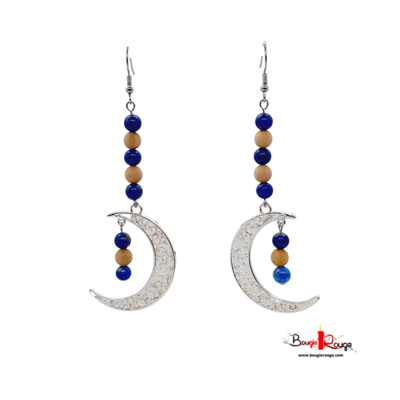 Boucles d'Oreilles Lapis Lazuli et cèdre - 6 mm