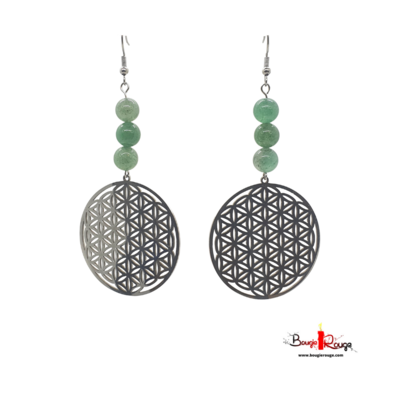 Boucles d'Oreilles - Aventurine verte - 8 mm