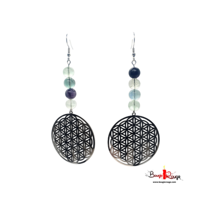 Boucles d'Oreilles - Fluorite - 8 mm