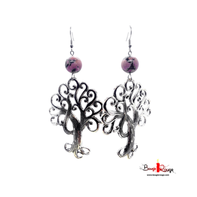 Boucles d'Oreilles - Rhodonite - 14 mm