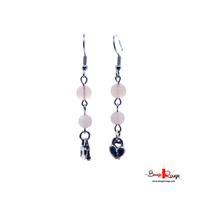 Boucles d'Oreilles - Quartz Rose brillant et mat - 6 mm