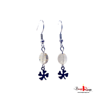 Boucles d'Oreilles - Quartz Rutile - disque 8 mm