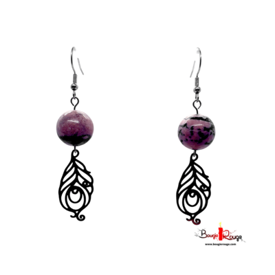 Boucles d'Oreilles - Rhodonite - 14 mm