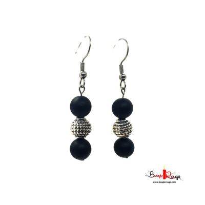 Boucles d&#39;Oreilles - Onyx mat - 8 mm